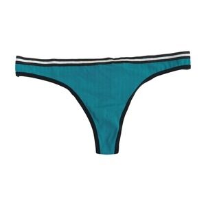 Victoria’s Secret PINK Teal Stripe Waist Thong Panty NWT Medium